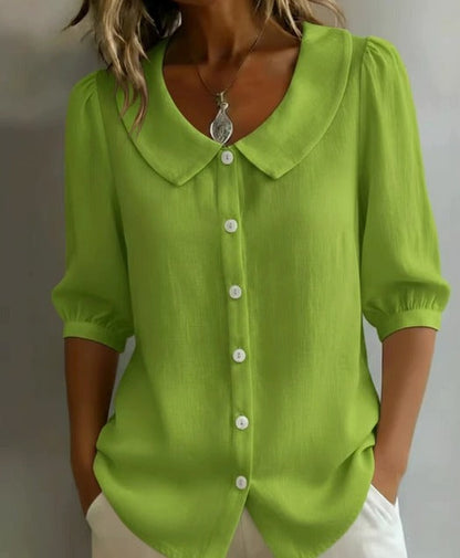Emma Camicia in cotone a maniche medie con colletto Peter Pan