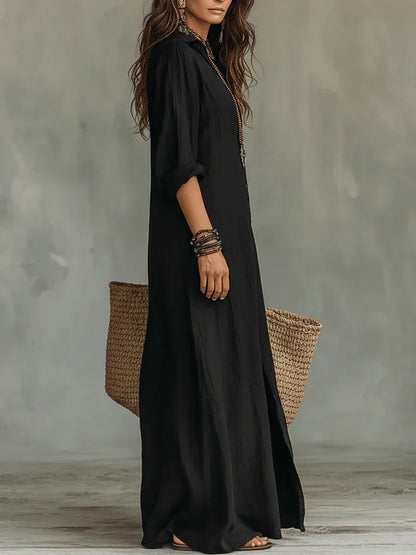 Celina | Abito Maxi Ampio con Bottoni