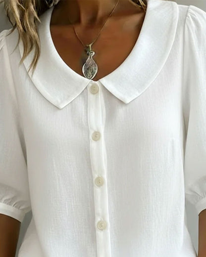 Emma Camicia in cotone a maniche medie con colletto Peter Pan