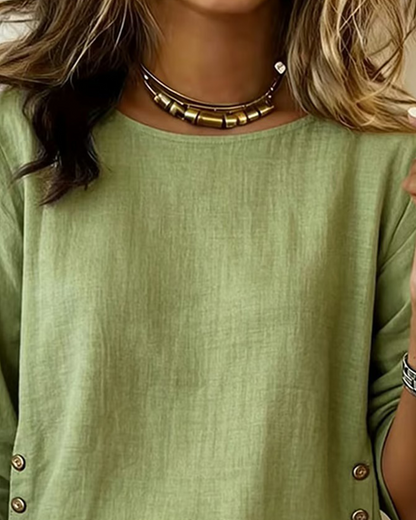 Cara - Top Casual con Bottone Decorativo
