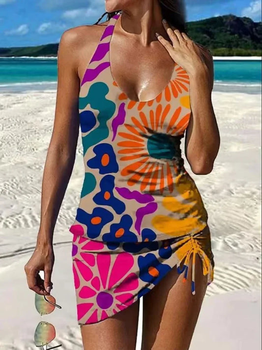 Fiesta – Tankini con stampa floreale e pantaloncini, effetto pancia piatta