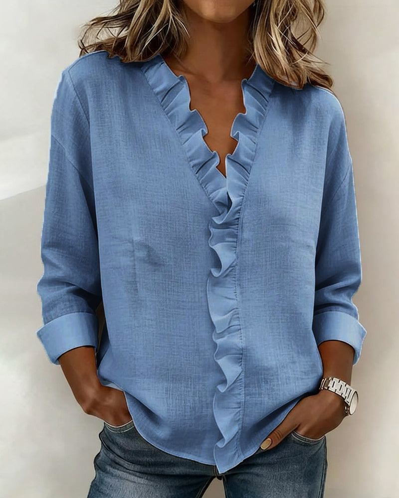 Beatrice  - Camicetta Arricciata con Scollo a V