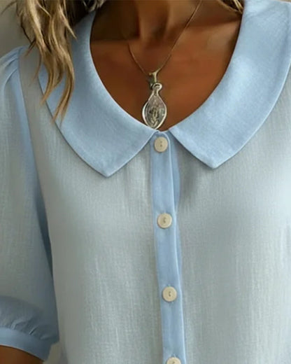 Emma Camicia in cotone a maniche medie con colletto Peter Pan