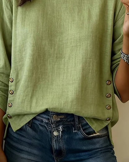 Cara - Top Casual con Bottone Decorativo