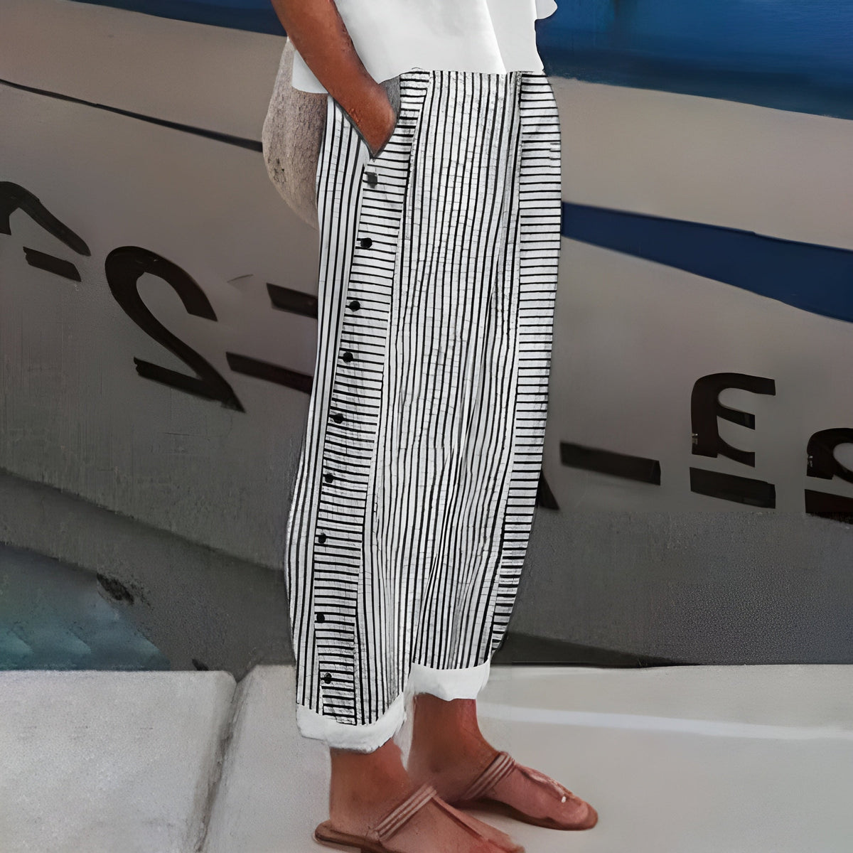 Dagny | Elegant Striped Summer Trousers