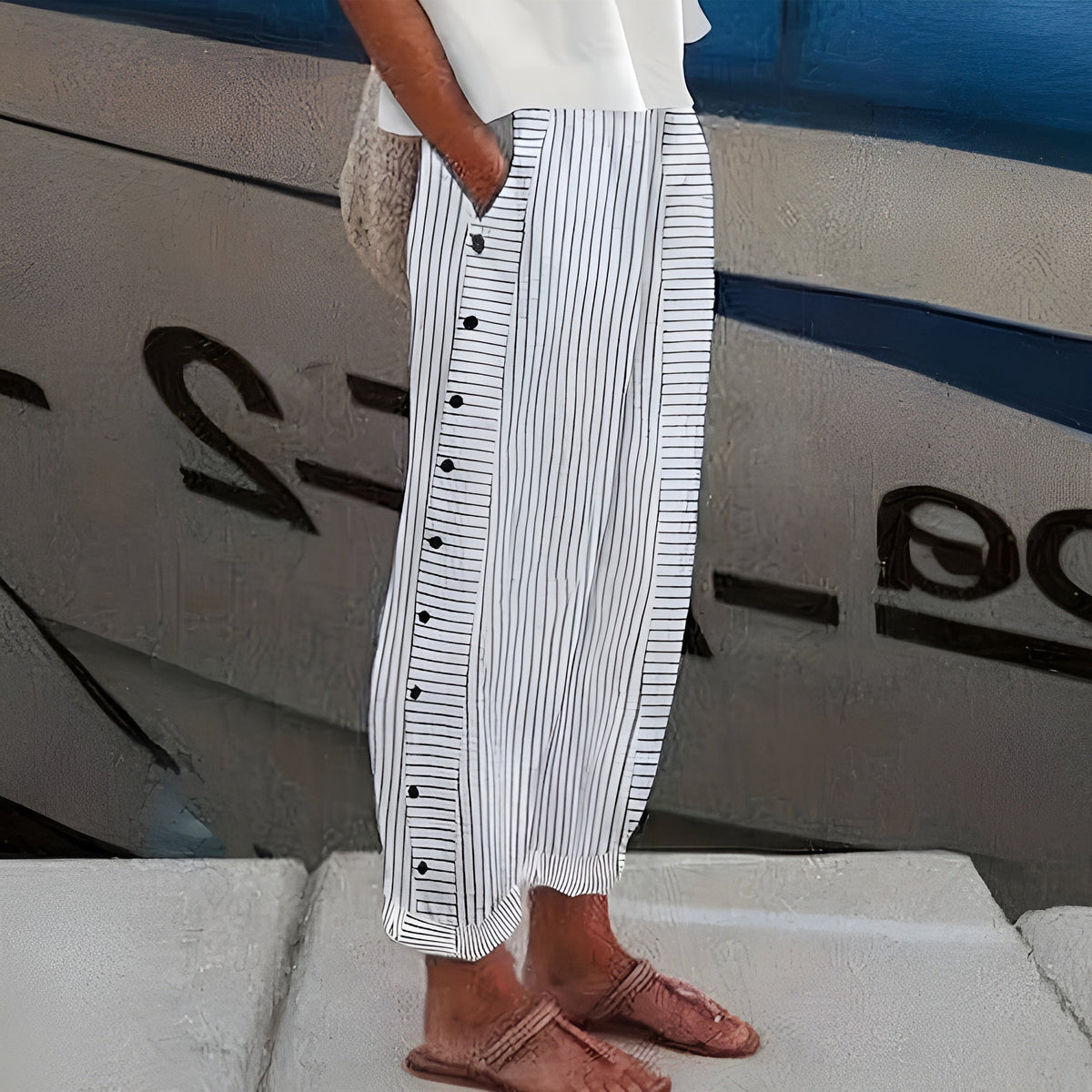 Dagny | Elegant Striped Summer Trousers