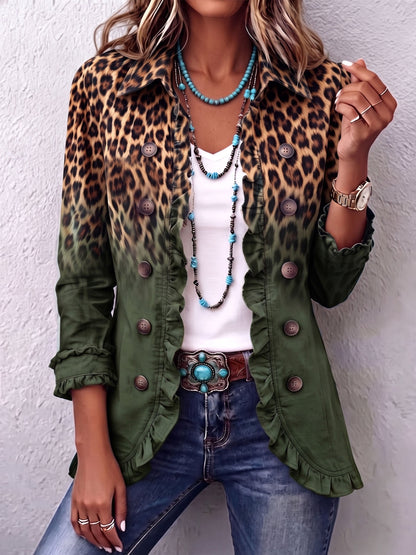 Cassandre | Blazer Leopardato Sfumato con Volant
